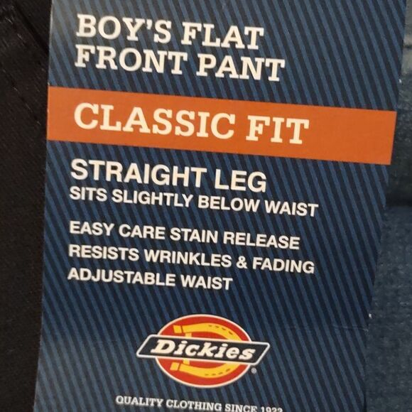New Dickies Navy boys flat front classic fit straight leg pants 16 husky - Picture 7 of 8